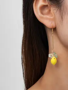 Lemon Design Dangle Earrings, Cute Fruit Themed Earrings for Women, Fashion Jewelry for Party, Daily Clothing Decor, Trendy All-match & Exquisite Jewelry for Gift