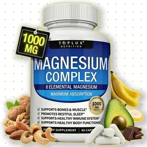 TOPLUX Magnesium Complex 8 Essential Magnesium Supplements 1000 mg Vitamin Dietary Fitness Edible-Magnesium plays an essential role in many bodily functions and can help support healthy muscles and bones and restful days
