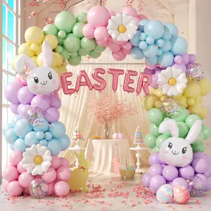 Easter Balloon Arch Kit Garland – Pastel Happy Easter Balloons, Rainbow Balloon Garland for Easter Birthday Party Decorations, Spring Celebration Decor