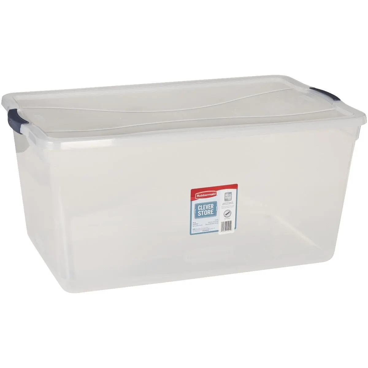 Rubbermaid RMCC950001 Clever Store Latching Lid Storage Tote, Clear