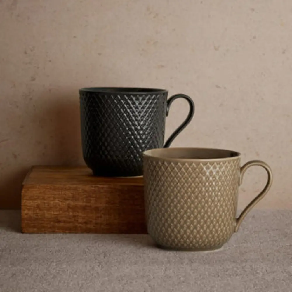Rosendahl Lyngby Porcelain Rhombe Earth Mug with Handle