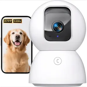 X-CDT03  5G Security Camera Indoor, 3K Pet/Dog Camera with Speaker/Phone App, PTZ WiFi Baby Monitor Cameras for Home Security, 0-Glow Night Vision 2-Way Talk, AI Tracking Facial Recognition Time Lapse