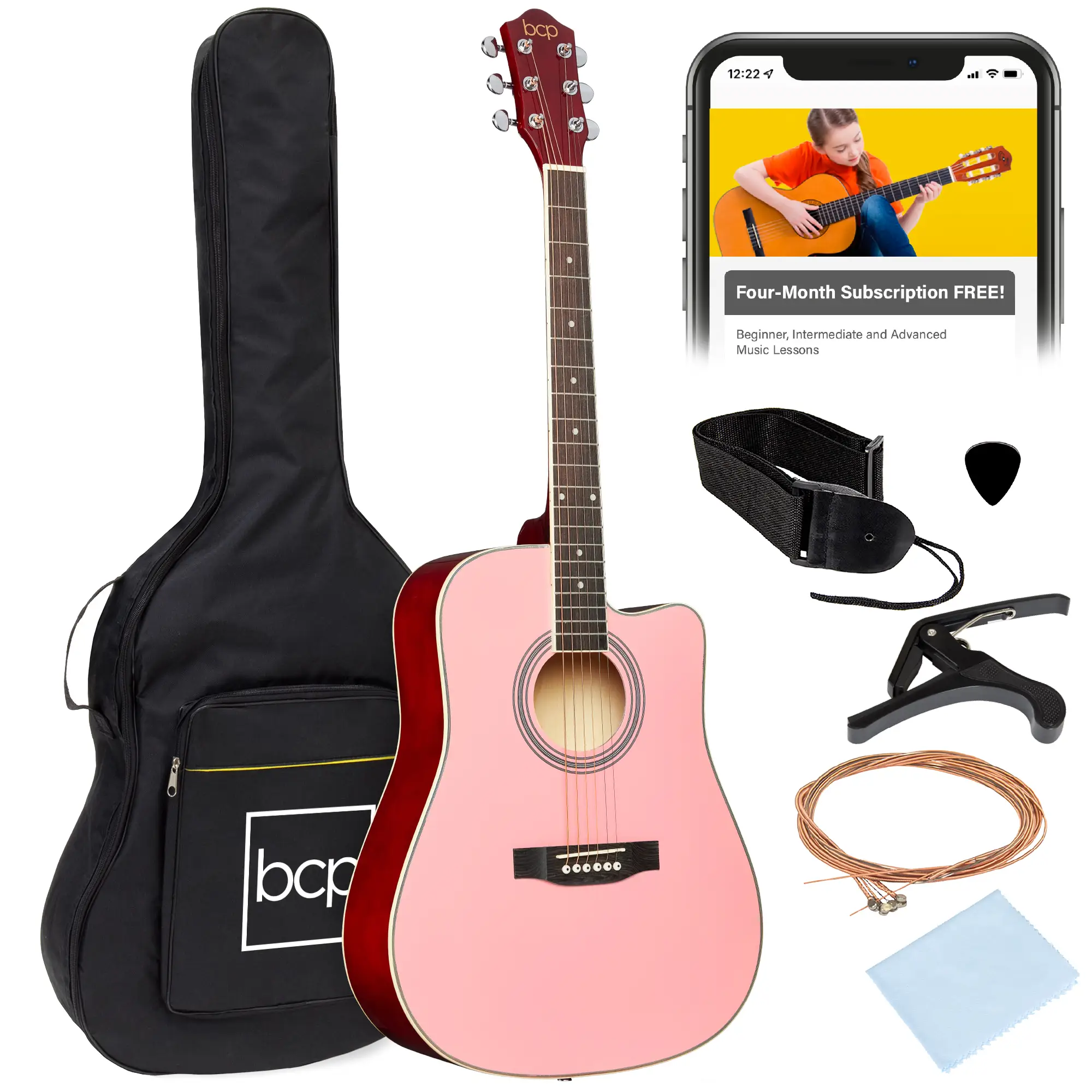 Best Choice Products 41in Full Size Beginner Acoustic Guitar Set with Case, Strap, Capo, Strings