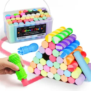 Sidewalk Chalk for Kids, Bucket Pack (46 Count + 2 Chalk Holders), Jumbo | Washable | Non-Toxic, Colored Chalks Bulk Set for Driveway, Outdoor Activities