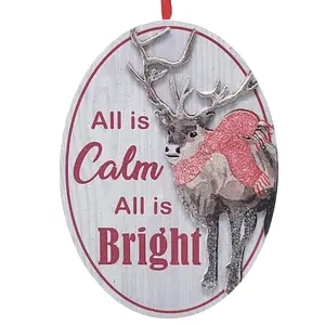 All Is Calm All Is Bright Woodland Reindeer Ornament