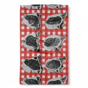 Butchers Meat Gingham Geometry Tea Towel