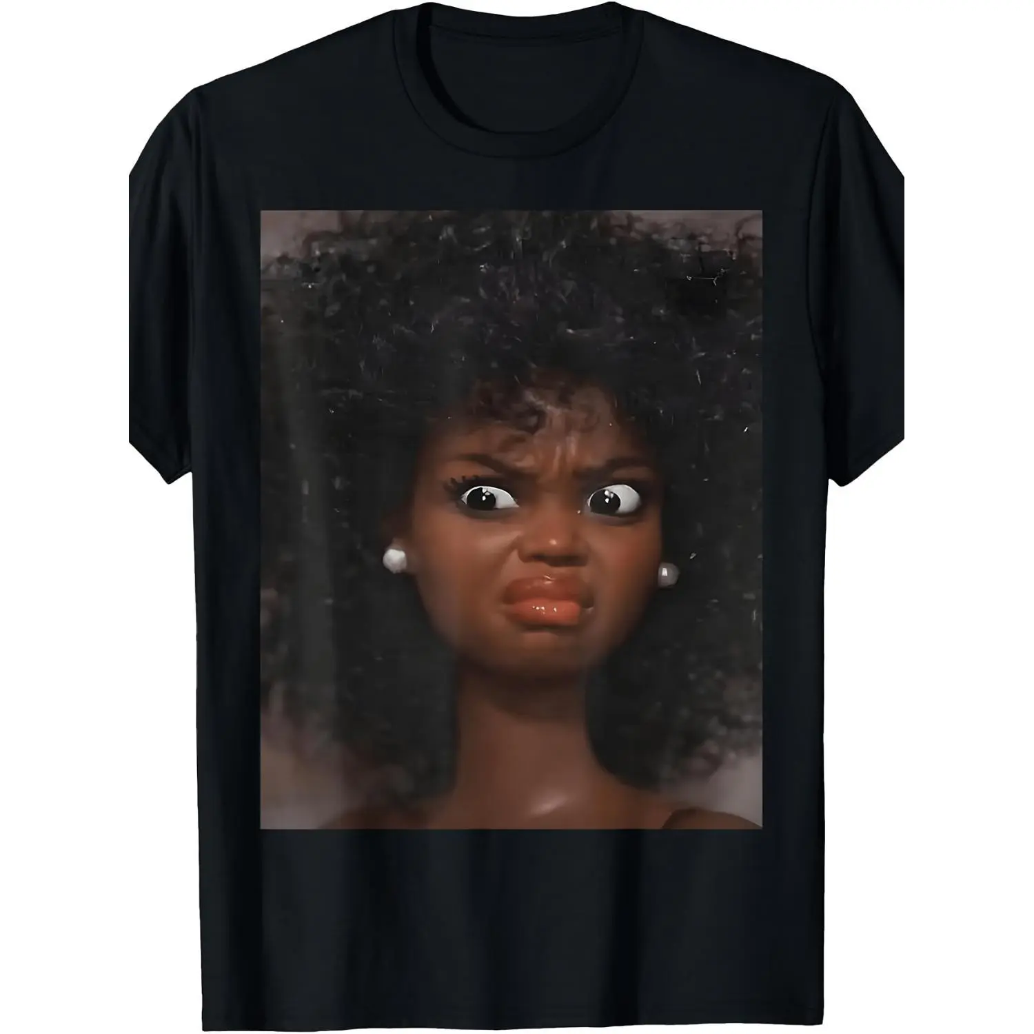 Expressive Doll Face Meme T-Shirt for Men and Women Four Seasons Cotton Casual Round Neck Short Sleeve Outdoor Style