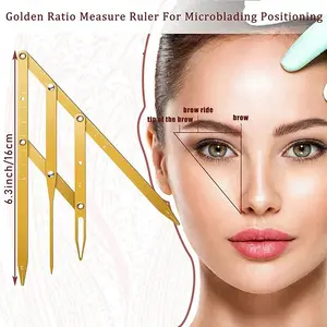 1PC Stainless Steel Microblading Balance Positioning/Equidistant Eyebrow Mapping Ruler Golden Ratio Ruler Measurement Tool Triangle Eyebrow Tattoo Measurement Ruler Permanent Makeup Stencil Golden Ratio Caliper PMU Tool