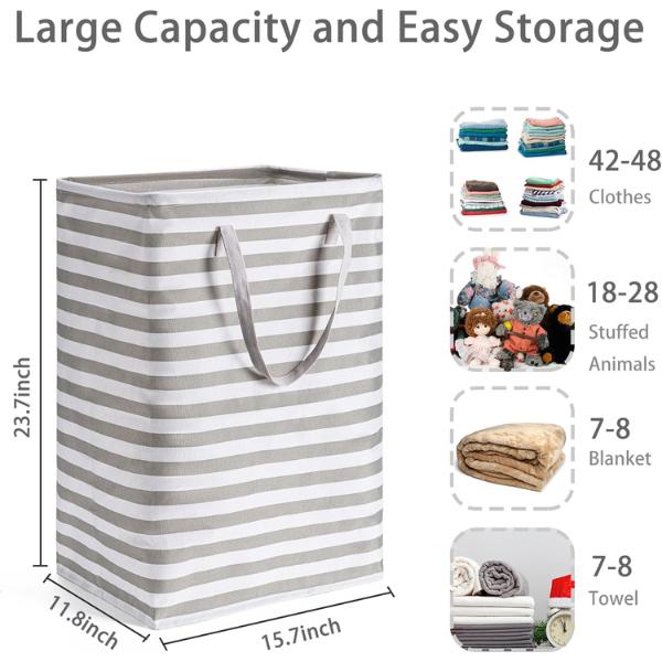 Large Laundry Basket 2-Pack Waterproof Freestanding Collapsible Clothes Basket 75L in Laundry Room Bathroom Bedroom Dorm