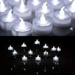 (R) 24 count LED Tealights -Operated flameless Candles Lights For Wedding Birthday Party - White