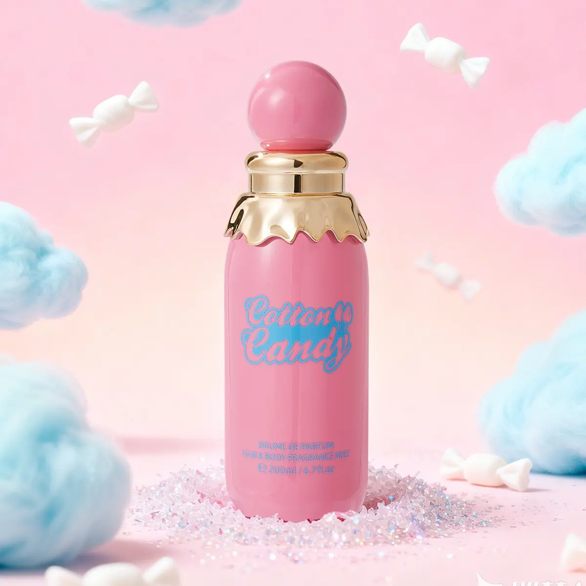 1pc-200ML Cotton Candy Hair & Body Fragrance Mist, Long Lasting Floral Fruit Perfume Spray for Women, Fresh Scented Beauty Product Flower Fruit Fragrance, Floral Fruity Fragrance