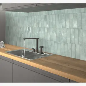 Verde Terra Teal 2.5x9 Bright Porcelain Tile Sample