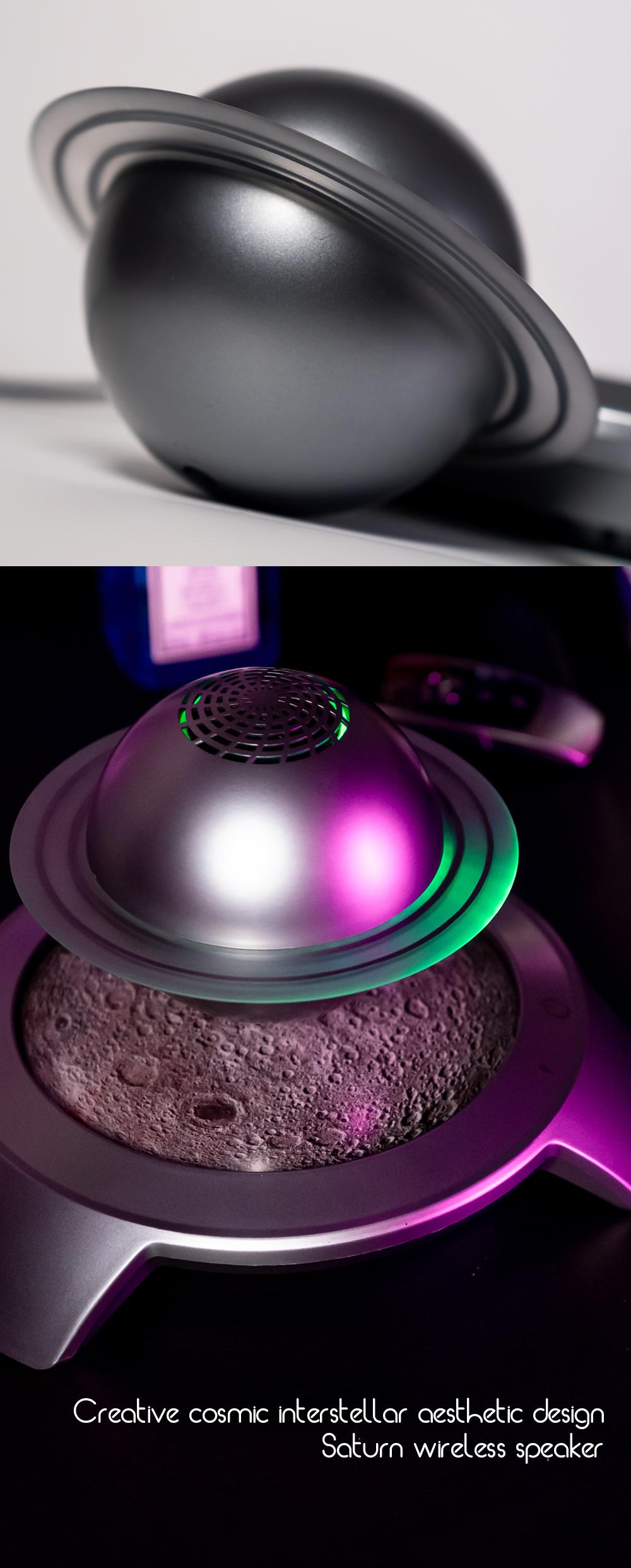 Bluetooth Speaker Magnetic Levitating Saturn Speaker, Floating Bluetooth 5.3 Speaker with LED Night Light, 360° Stereo Sound Wireless Speaker, Unique Tech Gift for Home Office Decor, Futuristic Space Themed Desk Ornament