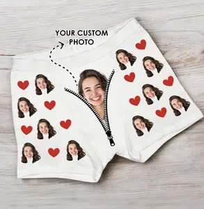 Custom Zlpper Face Boxer, Personalized Valentines Day Gifts, Gift for Husband and Boyfriend, Photo Boxer Briefs, Cute Picture Boxers for Him