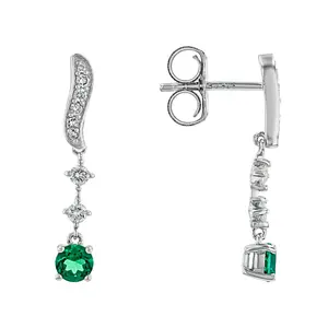 JTV Green Lab Created Emerald Rhodium Over Silver Earrings 0.66ctw