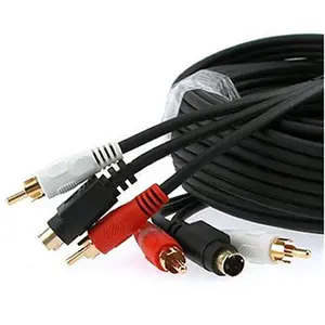 212 MAIN Gold-Plated Digital S-Video & 2-RCA Audio Cable Combo, 100ft Noise-Reducing Accessory for DVD Players, Plug-Compatible with Devices & Receivers, Tools & Hardware Connectors Accessories