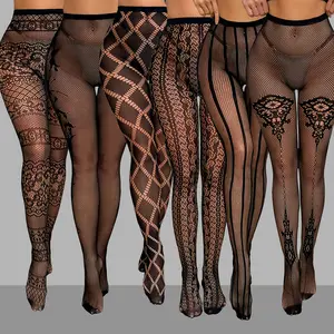 6-Pack Black Fishnet Stockings Set – High Waist Suspender Tights Bundle | Stretchy Mesh Bodystocking Collection