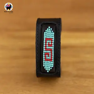 Indigenous Creations Beaded Cuff Bracelet Handmade by Indigenous Hands Leather Unisex Adjustable Strap 10.5" Length 9" Adjustable Cuff Handcrafted Elegance