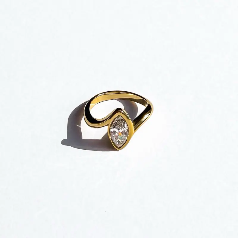 Glamoré Ring - Stainless steel Marquise Cut Stone Fashion Jewelry for Women