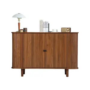 Giratree 47" Storage Cabinet, Sideboard Buffet Cabinet with Stripping Decorated Design, 2 Doors and Adjustable Shelve, Console Table, Credenza for Living Room, Dining Room, Bedroom