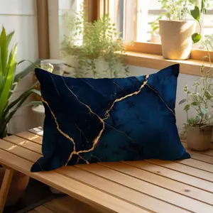 Deep Blue Marble Pattern Pillow Cover, Small Size, Single Side Print, Simple Home Decor for Living Room Bedroom, No Insert Included