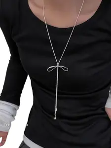 Elegant Butterfly Knot Drawstring Long Necklace for Women, Unique Style Fashionable Versatile Neck Chain, Perfect for All Seasons