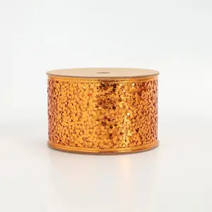 2 1/2" Wired Ribbon | "Whimsey Glitter" Orange | 10 Yard Roll