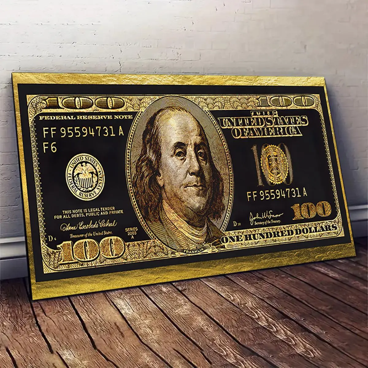 Unframed Dollar Bill Wall Art, Decorative Wall Art, Money Canvas Posters, Benjamin Franklin Dollar Wall Decor, Modern Cool Design, Artwork Wall Painting for Gift, Artistic, Wall Picture for Living Room, Bedroom, Ornaments
