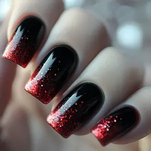 24pcs High-Quality Square Shape Medium Length Glossy Finish Press-On Nails Easily Applied in and, Dazzling Glitter Shiny Accents Ombre Design, Chic and Simple Style for Effortless Glam