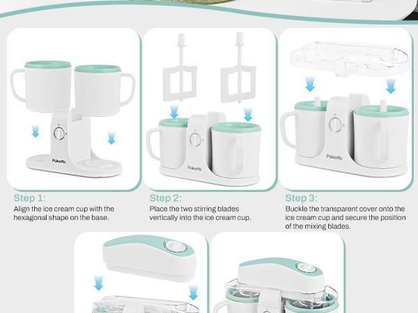 Pukomc 2-in-1 Gelato & Sorbet Maker with Fast-Chill Bowl for Instant Frozen Treats Includes Gelato and Sorbet Maker Ice Shaver Machine