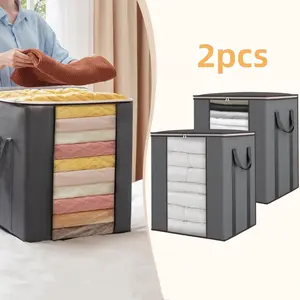 2PCS Large Capacity Storage Bags - Durable Non-Woven Fabric, Multipurpose Rectangle Organizer for Clothes And Blankets,Clothing Storage Sturdy Construction, Clothes Organizer Storage
