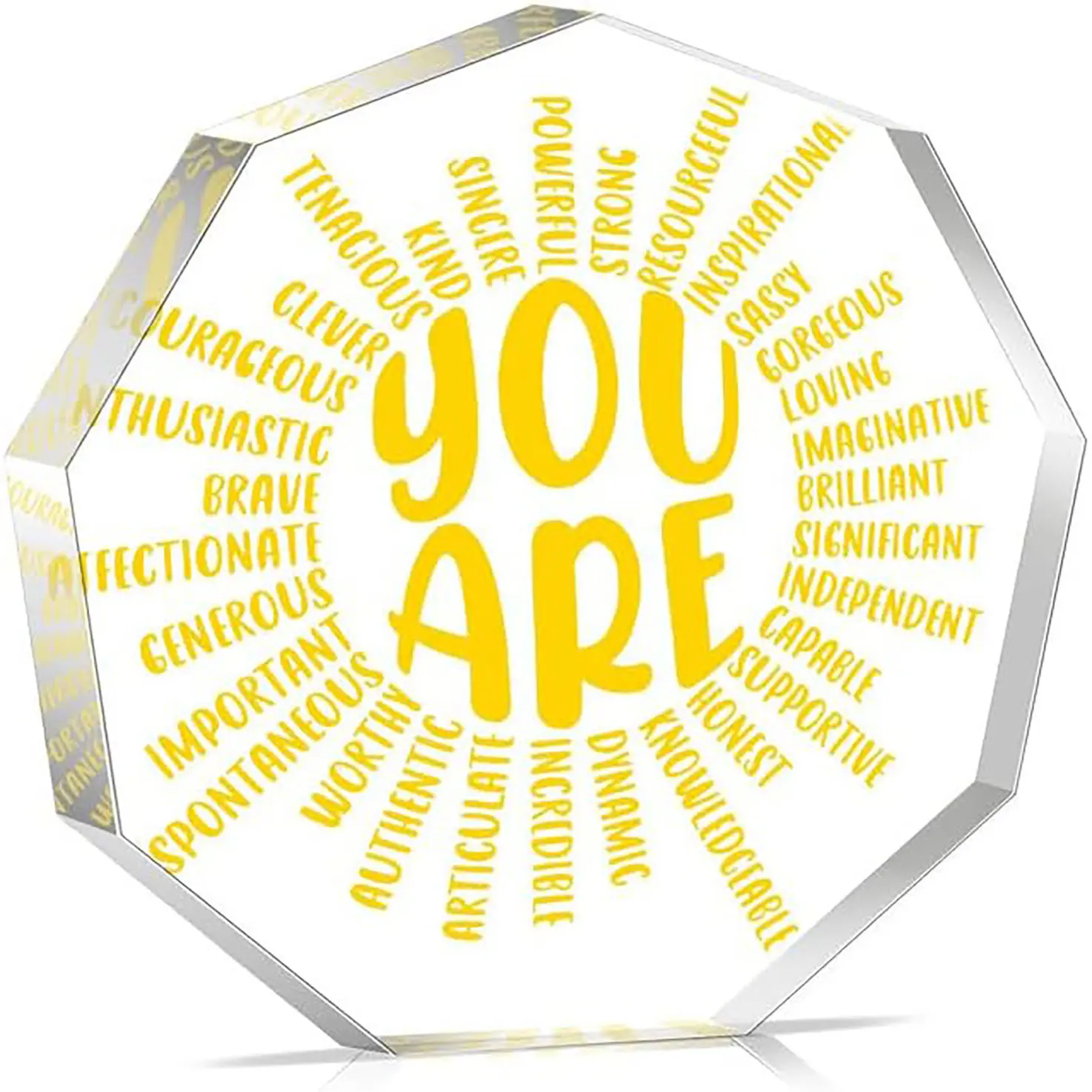 Yellow Gifts For Women Sunshine Gifts Yellow Bathroom Decor Desk Accessories For Family Motivational Desk Decor Acrylic Sun Decors Acrylic Desktop Ornament You Are Enough Birthday Gift