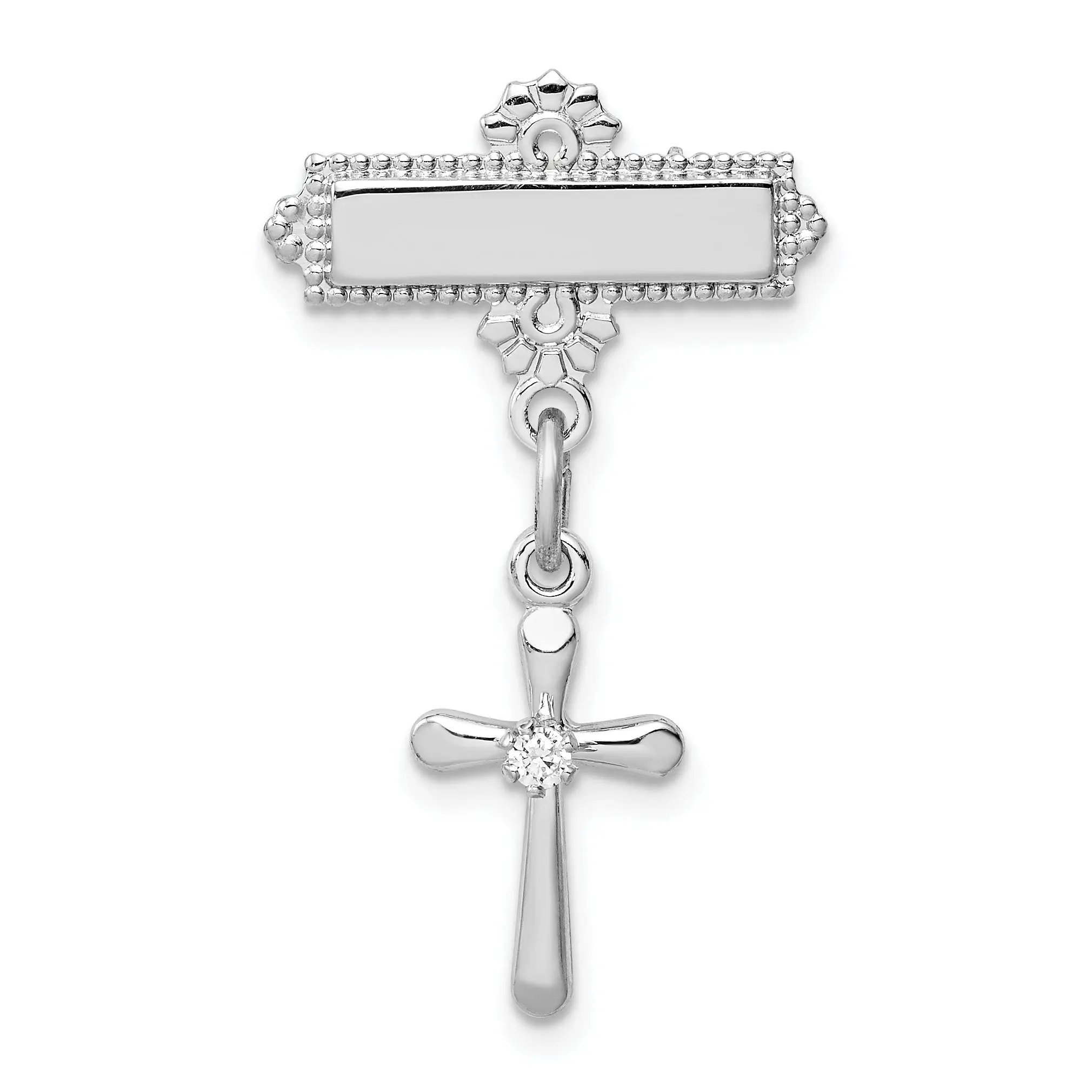 Sophia Jewelers Unisex Sterling Silver CZ CroSterling Silver Dangle Brooch with Rhodium Finish