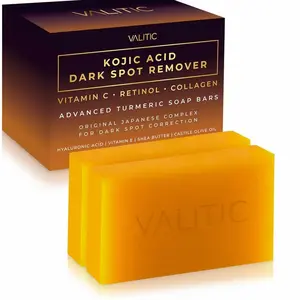VALITIC Kojic Acid Dark Spot Remover Soap Bars with Vitamin C, Retinol, Collagen, Turmeric - Original Japanese Complex Infused with Hyaluronic Acid, Vitamin E, Shea Butter, Castile Olive Oil (2 Pack)