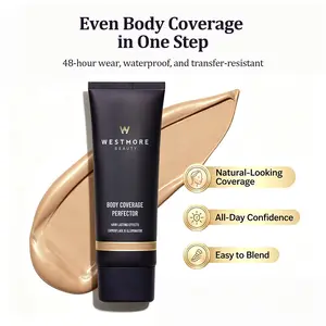Westmore Beauty Body Coverage Perfector 100ml, Waterproof Sweatproof Long Lasting Body Makeup, Tattoo Scar Vein Concealer, Buildable Natural Radiant Leg Highlighter Transfer Resistant Body Foundation