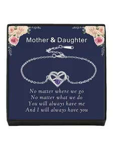 Infinite Heart Crown · Amethyst Bracelet Luxury diamond heart infinity bracelet, fade-resistant and stylish.Comes with a card for Mom or daughter.Ideal mysterious gift for your daughter and perfect for Mother’s Day.