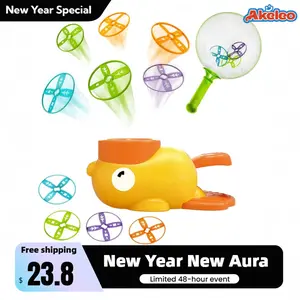 Flying Disc Launcher Toy Stomp Outside Duck Game Backyard Activities Outdoor Butterfly Catching Toy Christmas Birthday Giftwares for Girls and Boys