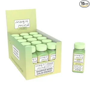 Magic Mind FREE Energy and Focus Drink Shots 15pack - Stress Relieving, No Jitters, Ashwagandha, Vitamin B12, Vitamin C, Matcha Green Tea, Functional Mushrooms Caffeine Free - 2 FL Oz