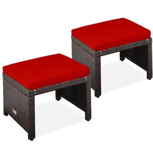 Best Choice Products Set of 2 Multipurpose Patio Wicker Ottomans w/ Removable Cushions, Steel Frame Best Choice Products Set of 2 Multipurpose Patio Wicker Ottomans w/ Removable Cushions, Steel Frame