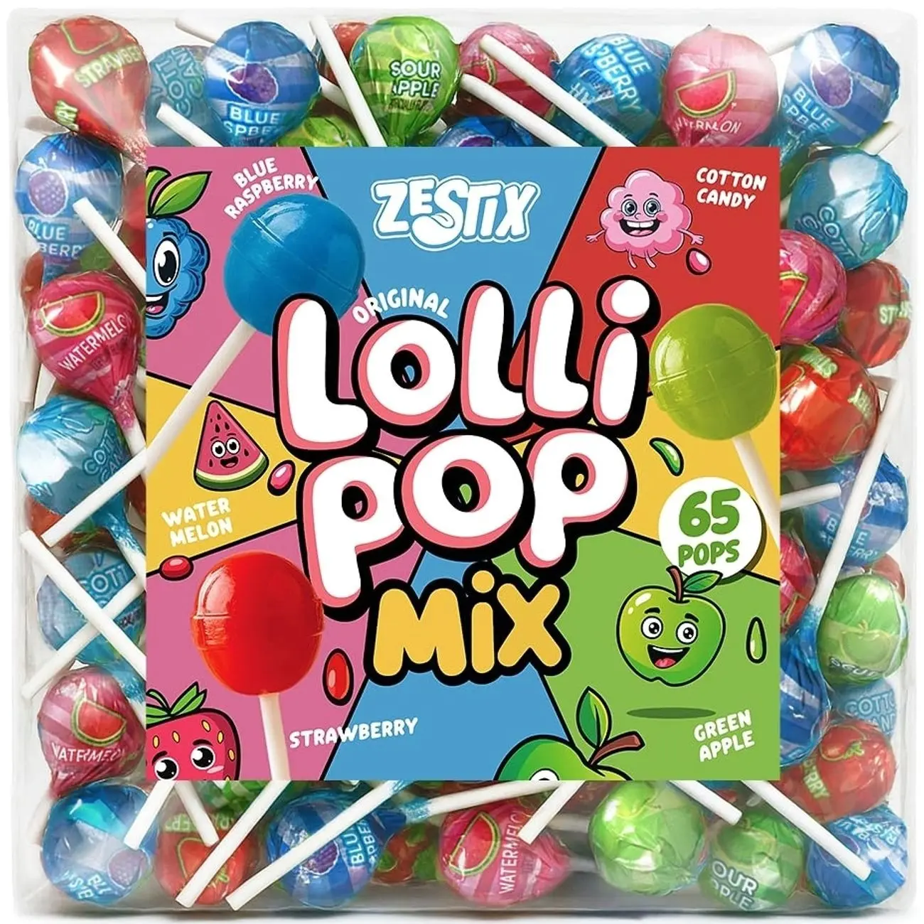 Original Lollipops Mix – 65 Count Bulk Candy Pack – Assorted Fruity Flavors, Individually Wrapped – Perfect for Parties, Birthdays, Parades & Kids Events