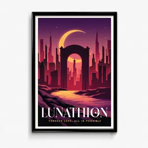 Lunathion Crescent City Travel Poster SJM Literary Wall Art Decor Room Decor Room