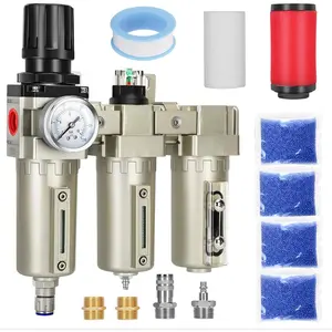 1/2" NPT Industrial Air Dryer for Compressor,3 Stage Air Compressor Water Separator System,Filter Oil Water Separator Dryer for Plasma  and  ,Auto Drain
