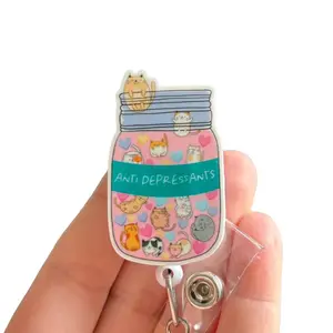 Glitter My Badge Funny cat badge reel for nurse, pharmacist, hospital workers. Retractable swivel clip with a 360 rotation. Great gift for coworkers.