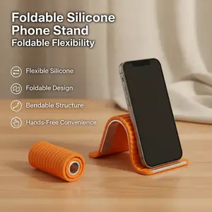 【Get 7 off coupon for orders over 15】Flexible Silicone Phone Stand, Foldable & Bendable Desktop Cell Phone Holder for Desk & Bed, Hands-Free Anti-Slip Bracket