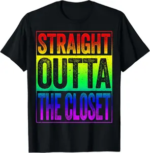 100%cotton Straight Outta The Closet T-Shirt LGBT Pride Gift Shirt T-Shirt