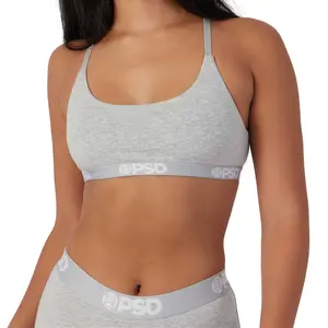 PSD Womens Athletic Grey Scoop Bralette - Premium Modal Fabric Bralette with Adjustable Straps, Soft Comfortable and Cute Womenswear