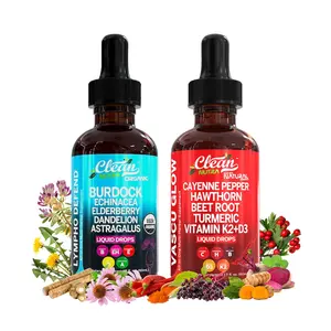 Clean Nutra EnduraFlow Duo | Burdock, Echinacea, Cayenne Pepper, Hawthorn & More for Daily Circulation & Lymphatic Support Liquid Drops [Lympho Defend + Vascu Glow]