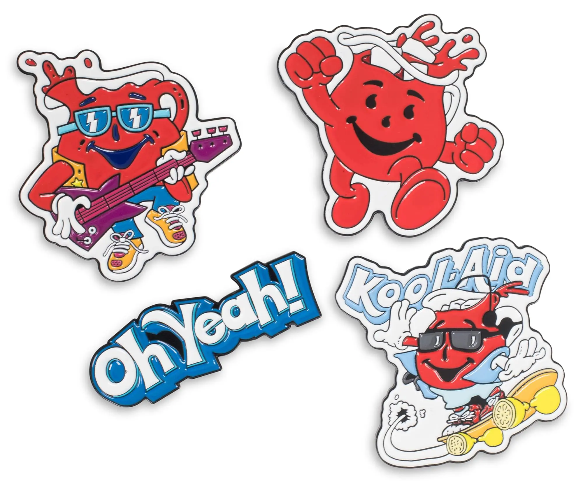 Collectible Kool-Aid Man Metal Pins, 4-Piece Enamel Pin Set for Customizing Hats and Backpacks, Pinbadges, Pin Included