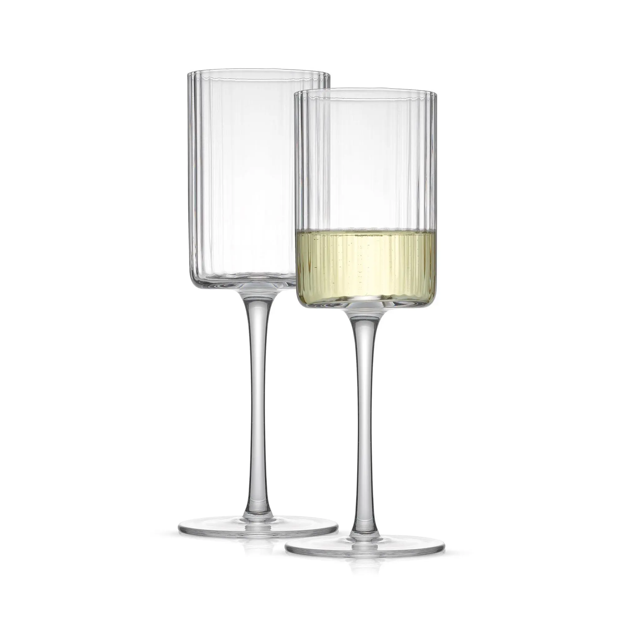 JoyJolt Set of (2)11.5oz Elle Fluted Cylinder White Wine Glass