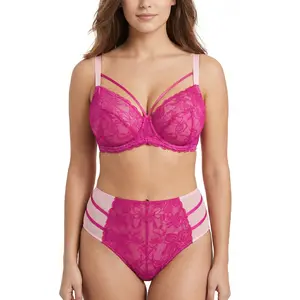 HSIA Pretty In Petals Floral Lace Sheer Mesh Back Underwear High-Rise Brief Matching Panty